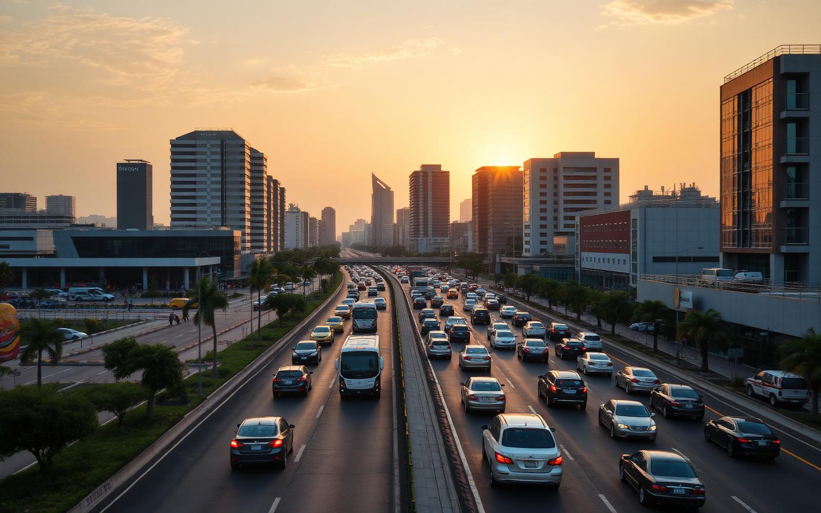 Circulation urbaine dense dans une grande ville africaine